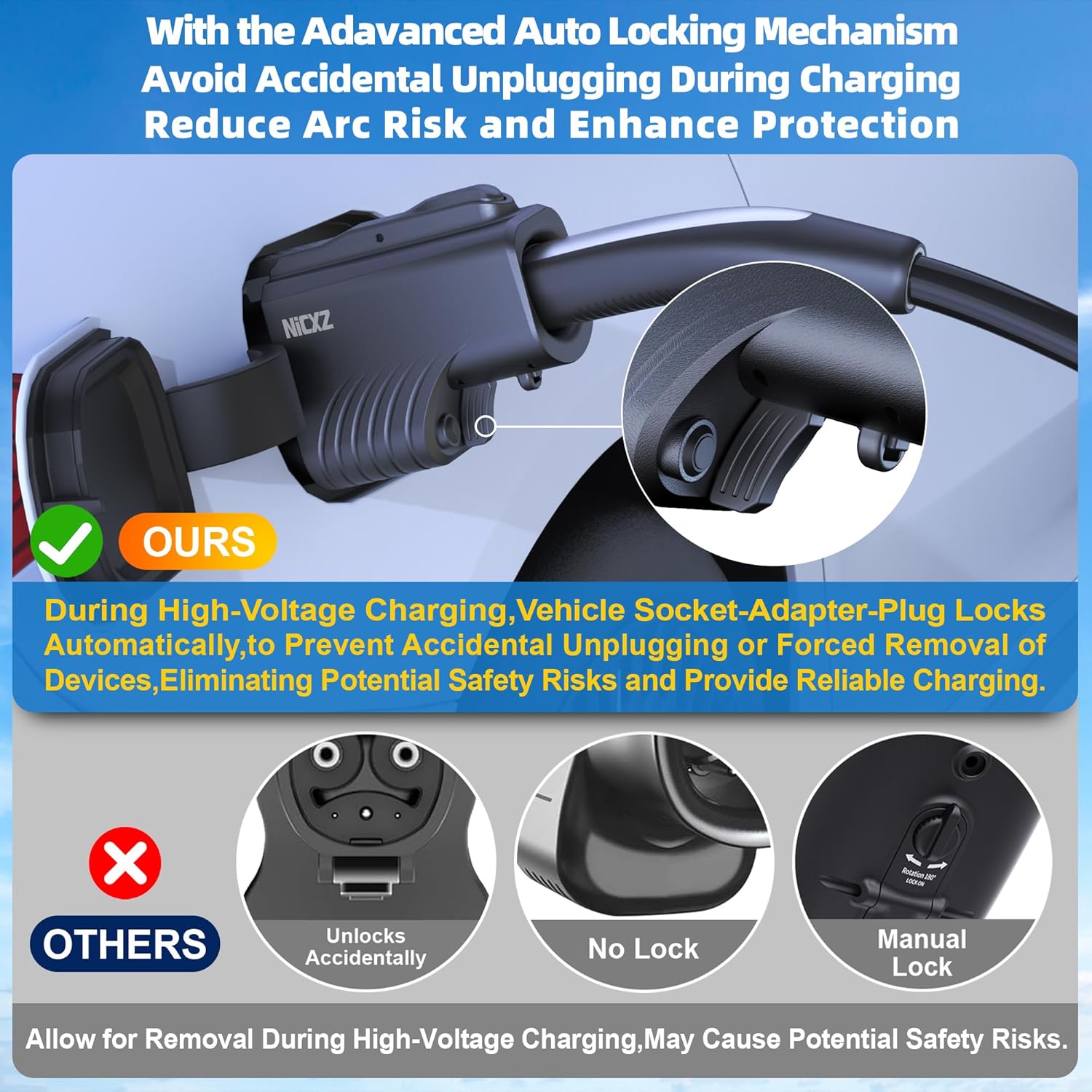 Newly Upgraded NACS to CCS Adapter,Auto Locking System for Tesla Supercharger Adapter,500A/1000V,3 Sensors Temp Control, Fast Charge CCS1 EVs,Fit for Rivian,Ford, GM,Volvo,Polestar,Lucid, Nissan,etc