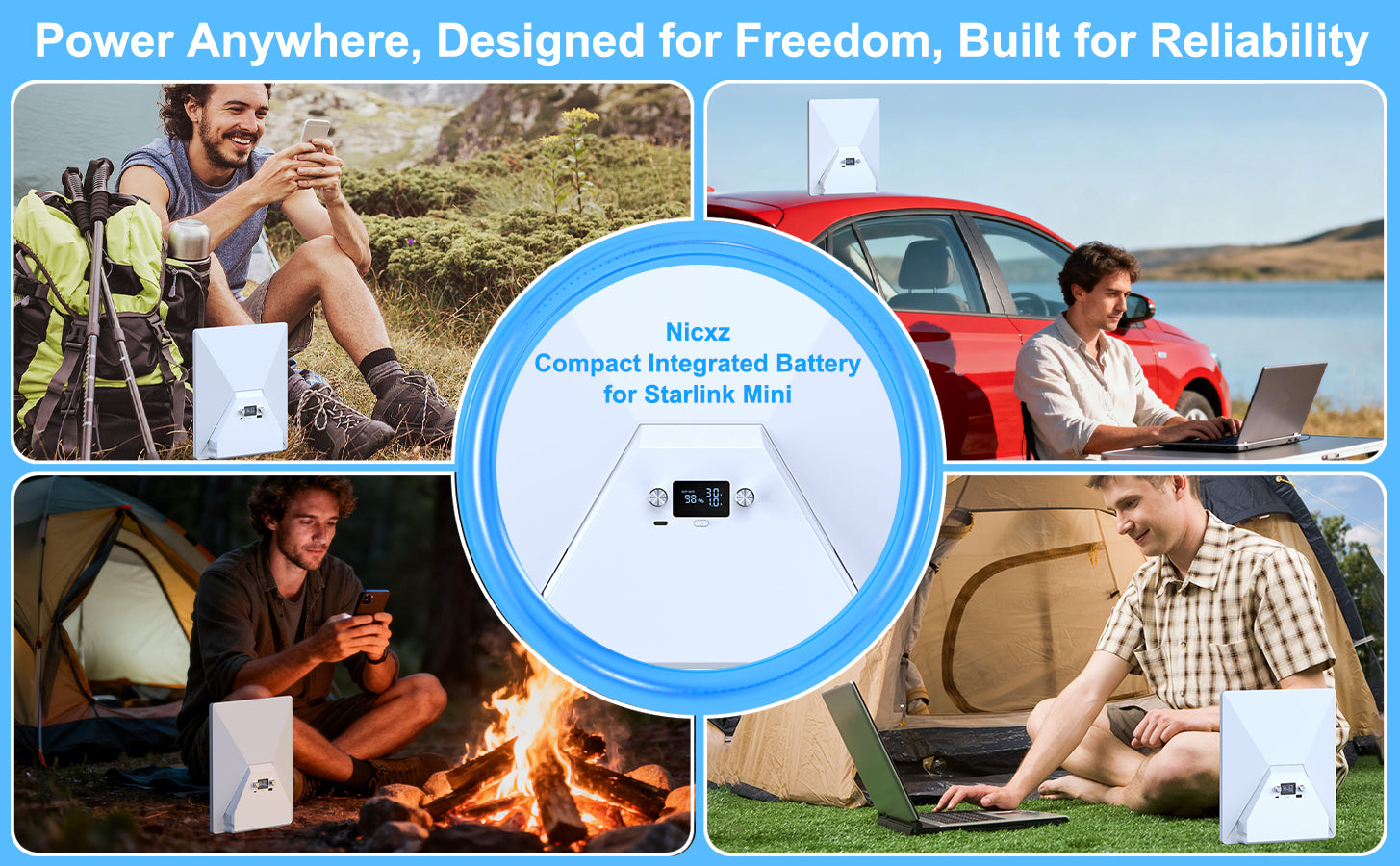 Nicxz Battery Pack for Starlink Mini,129.5Wh(5AHx25.9V),Up to 5 Hours Runtime Compact Integrated for Starlink Mini, Lightweight and Use for Outdoor/RV/Travel Use, USB-C for Emergency Charging Use